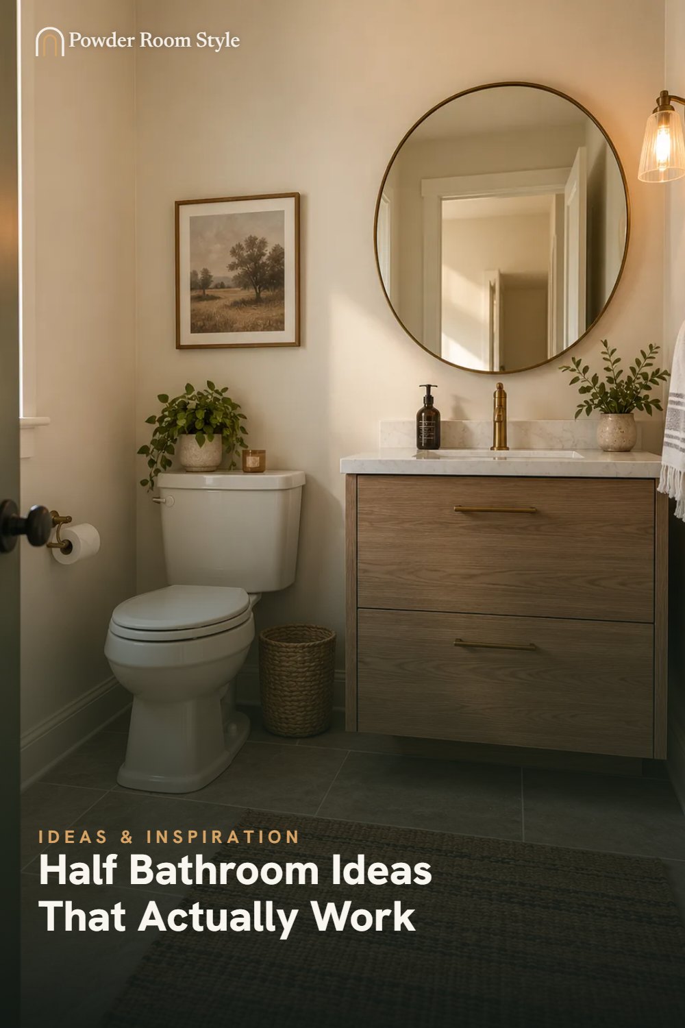 Pin graphic for Half Bathroom Ideas That Actually Work