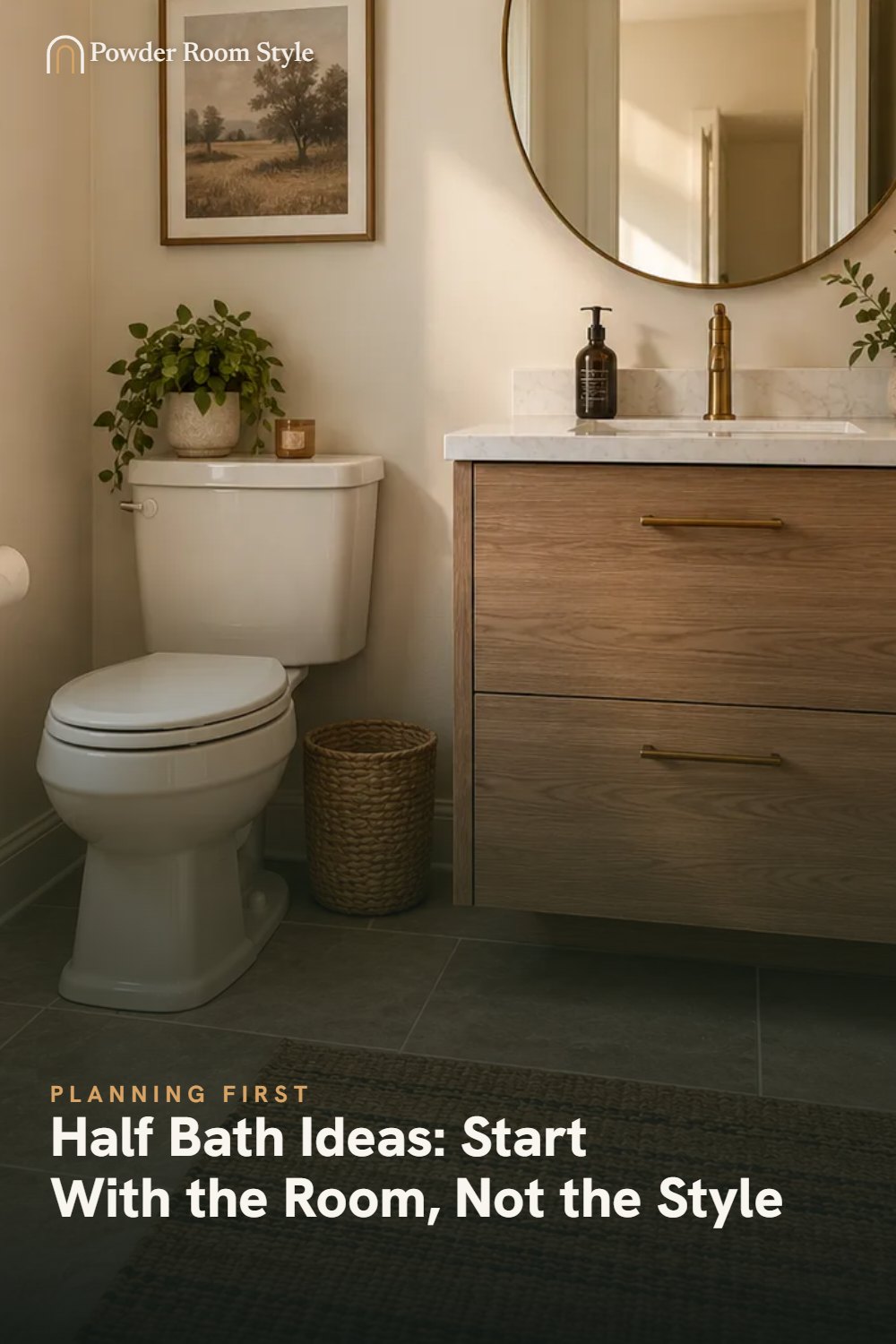 Pin graphic for Half Bath Ideas: Start With the Room, Not the Style