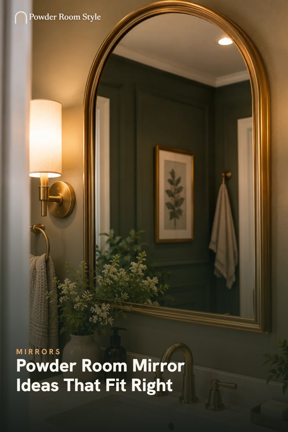 Pin graphic for Powder Room Mirror Ideas That Fit Right