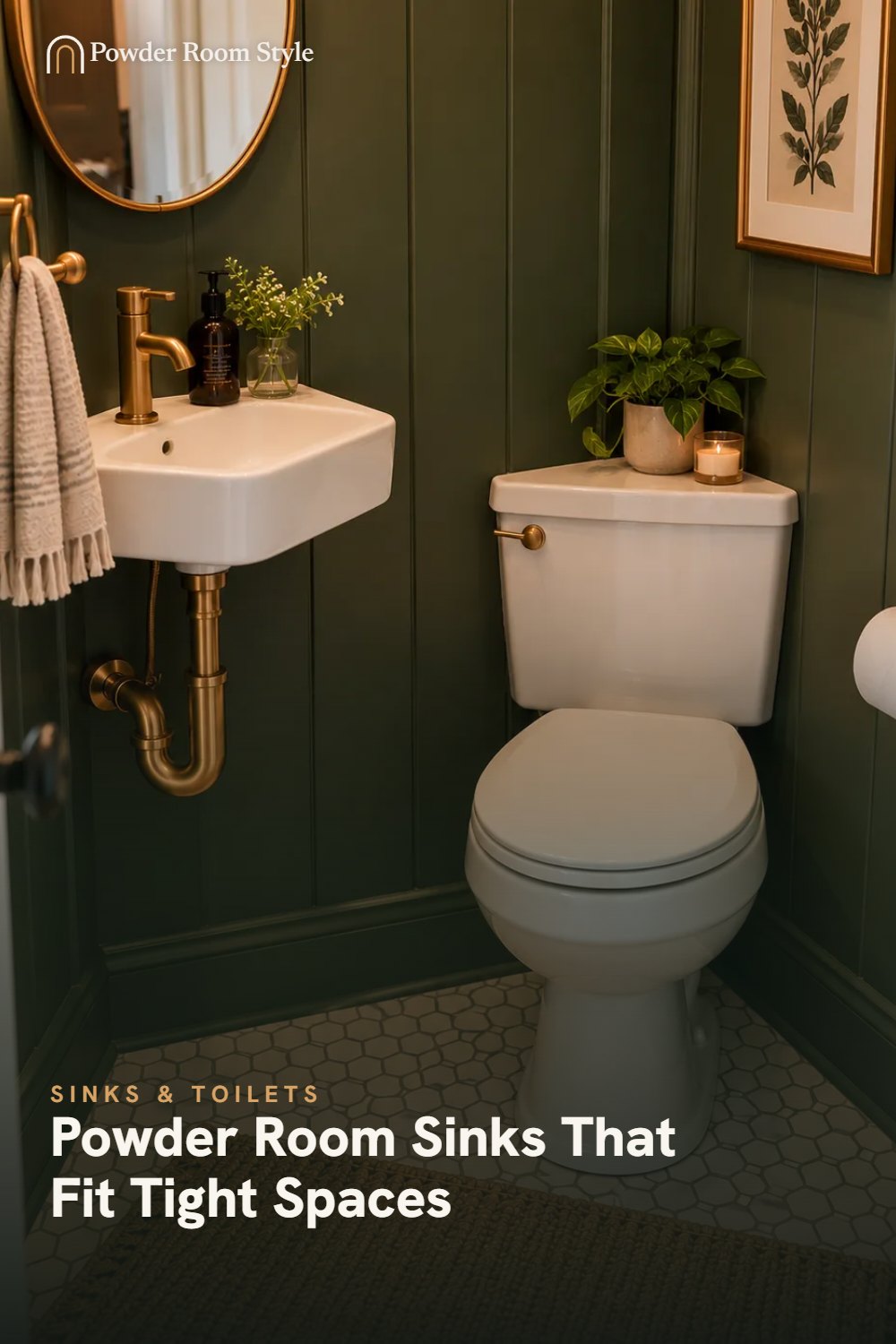 Pin graphic for Powder Room Sinks That Fit Tight Spaces