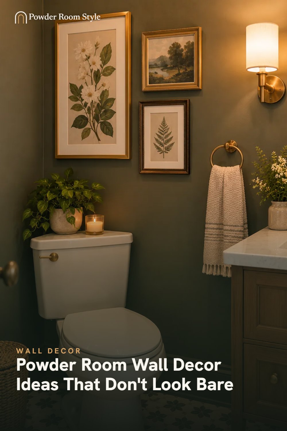 Pin graphic for Powder Room Wall Decor Ideas That Don't Look Bare