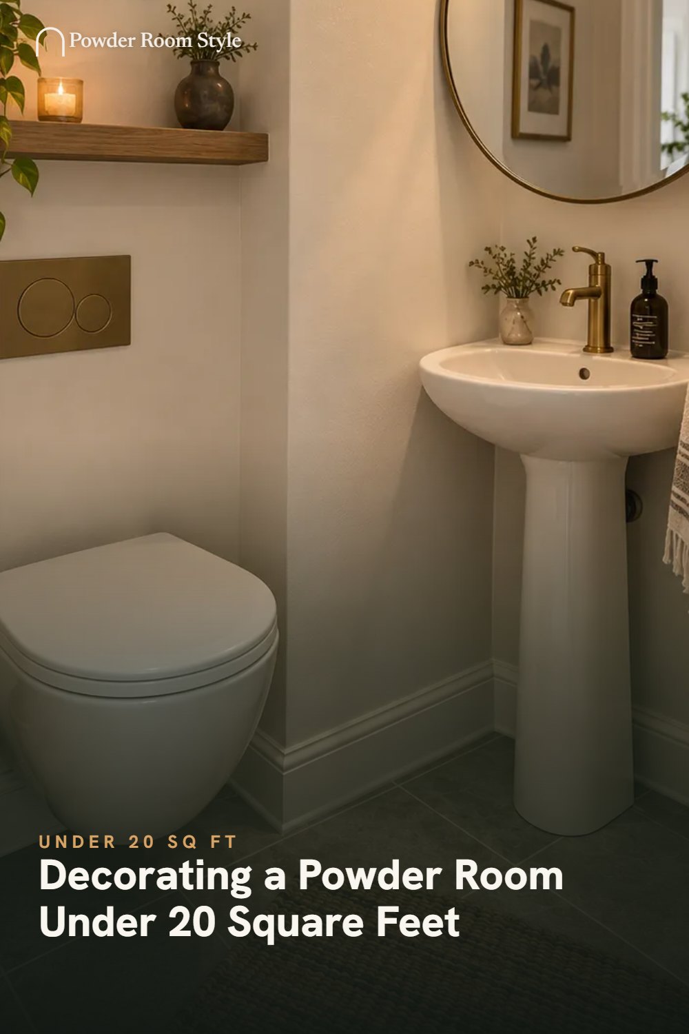 Pin graphic for Decorating a Powder Room Under 20 Square Feet